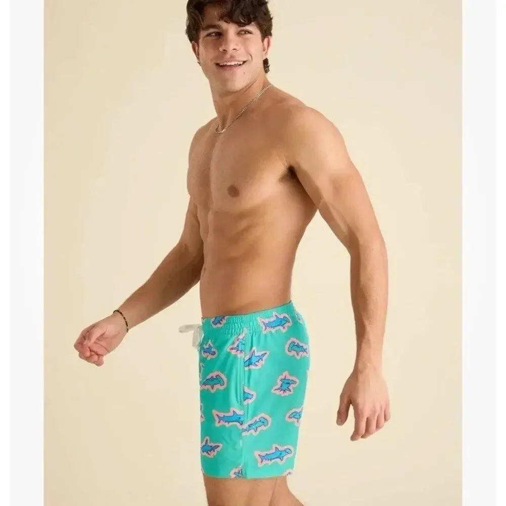 Chubbies The Apex Swimmers Shark Print Swim Trunks Sz S- 5.5” Inseam Mesh Lined